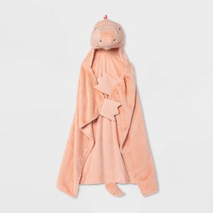 Dinosaur Kids' Hooded Blanket Pink - Pillowfort™ - 1 of 3