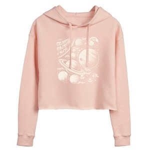 Women's - Instant Message - Celestial Objects Cropped Graphic Hoodie - 1 of 4