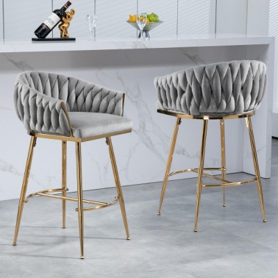 Grey Counter Height Bar Stools Velvet Kitchen Island Counter Bar Stools
