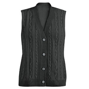 Collections Etc Stylish Cable-Knit Button Front Sweater Vest - 1 of 4