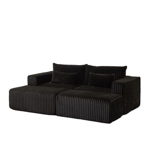 87" Oversized Sectional Lounge Chaise, No Assembly Required, Cloud Plush Loveseat with Two Removable Footstools - 1 of 4