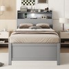 Twin/Full Size Wooden LED Platform Bed with Trundle, Storage Headboard and Drawers 4L - ModernLuxe - 2 of 4