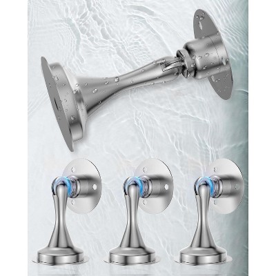 DOMETOUR Magnetic Door Stopper 4 Pack - Heavy Duty Stainless Steel, Wall/Floor Mount, No Drill, Adhesive & Screws, Holds Door Open