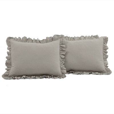 Lush Decor Full/Queen 3pc Reyna Cotton Duvet Cover Set Gray - Lush Décor: Ruffled Bedding, 450 Thread Count, OEKO-TEX Certified — фото 5