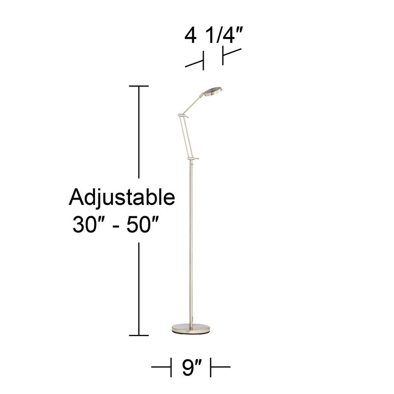 360 Lighting Modern Floor Lamp LED 50" Tall Satin Nickel White Acrylic Diffuser Adjustable for Living Room Reading Bedroom Office, 4 of 10