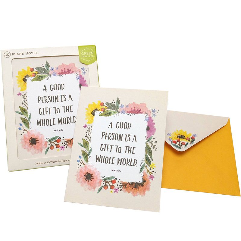 10ct Flower Frame Blank Notes Thank You Cards, 1 of 5