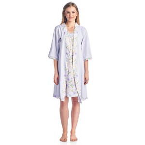 Casual Nights Women's 2 Piece Floral Robe and Gown Set - 1 of 4