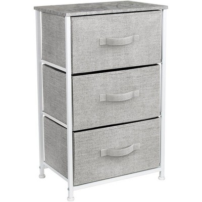 Sorbus Nightstand with 3 Drawers - Steel Frame, Wood Top & Easy Pull Fabric Bins - Perfect for Home, Bedroom, Office & College Dorm