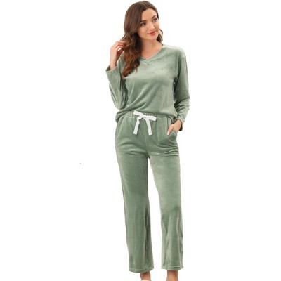 Cheibear Womens Velvet Bottom Lounge Pajama Sleepwear Ankle Wide