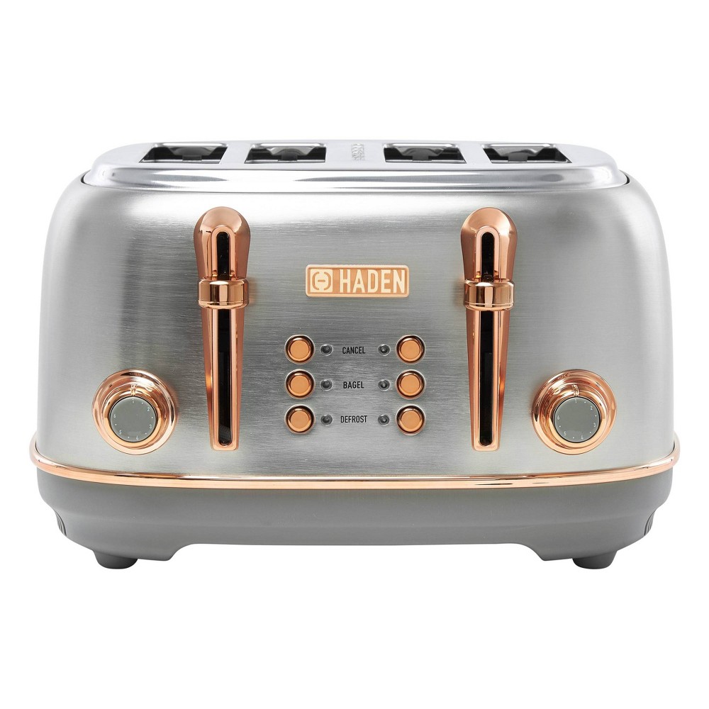 Photos - Toaster Haden Heritage 4-Slice Wide Slot  - Steel and Chrome Steel/Chrome 