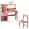 PAKASEPT Kids Vanity Table Set with Lighted Mirror, Makeup Dressing Table Set with Stool, Storage Shelves&Cabinet, for Girls, Pink - 2 of 4