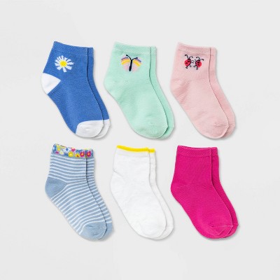 Image of Baby Girls' 6pk Butterfly Print Ankle Socks - Cat & Jack™ 6-12M