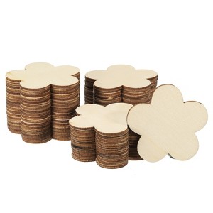 Unique Bargains Unfinished Cutouts Decoration Craft Wooden Flowers 50 Pcs - 1 of 4