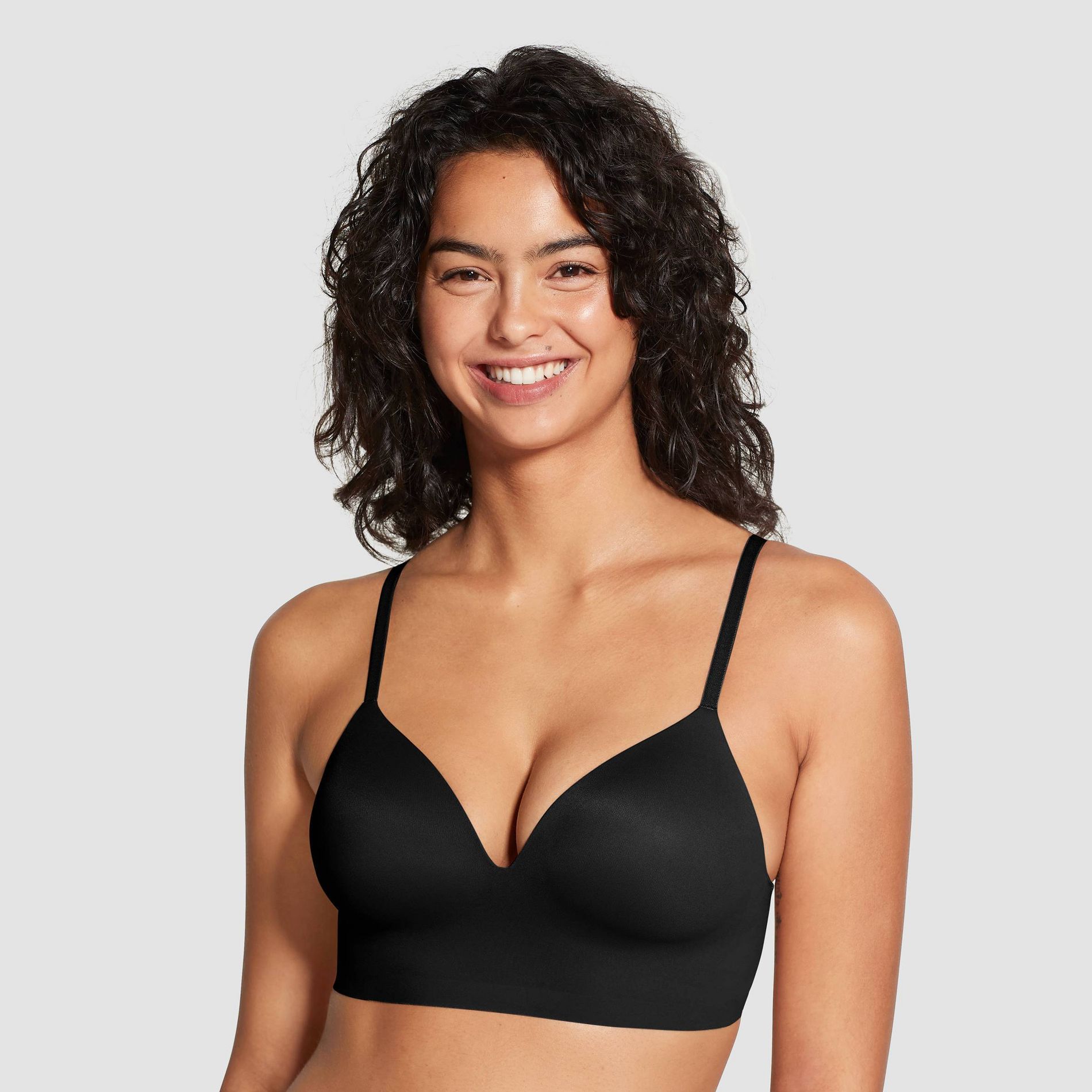 True & Co. Women's Everybody Boost Bra - Black XL: Light Lift, Wireless, Adjustable Straps