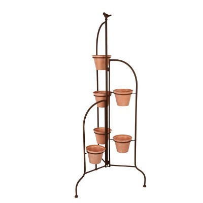 VIP Metal 44.5 in. Orange Faux Plant Stand 6 Pot