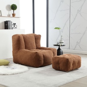 CAVINAS Velvet Bean Bag Chair with Memory Foam and Ottoman,Fluffy Lazy Floor Sofa Chair for Adults,Cozy Lounge Chair for Living Room - 1 of 4