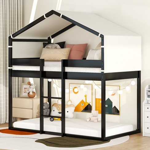 Twin loft 2025 bed with tent