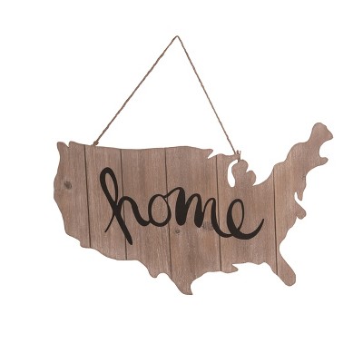 Transpac Wood 24 in. Brown 4th of July Home USA Cutout Wall Sign