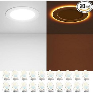 20 Pack 6 Inch 5CCT LED Recessed Ceiling Light with Night Light - 1 of 1