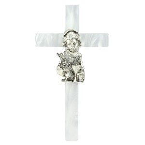 Roman Girl's Mother of Pearl First Communion Wall Cross - 1 of 3
