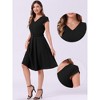 INSPIRE CHIC Women's Belted V Neck Cap Sleeve Flowy A-line Cocktail Dresses - 2 of 4