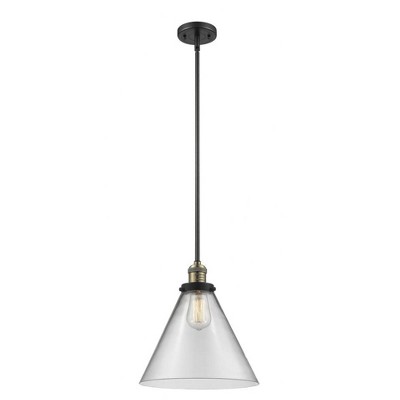 Cone - 1 Light Stem Hung Mini Pendant In Industrial Style-16 Inches Tall and 12 Inches Wide