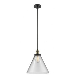 Cone - 1 Light Stem Hung Mini Pendant In Industrial Style-16 Inches Tall and 12 Inches Wide - 1 of 1