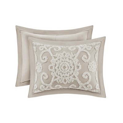 Suzanna Taupe Cotton Embroidered Full/Queen Duvet Set