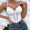 Women's Camisole Lace Bodysuit Sheer Mesh Shapewear Skinny Top - 2 of 4