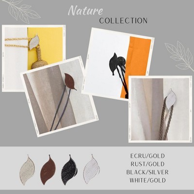 Rust and Gold Leaf Metal Curtain Tieback Hooks - Set of 2