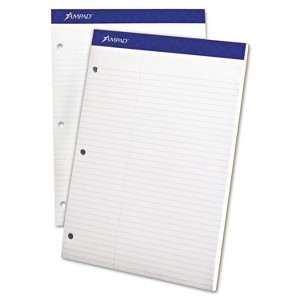 Ampad Double Sheets Pad Law Rule 8 1/2 x 11 3/4 White 100 Sheets 20345 - 1 of 2