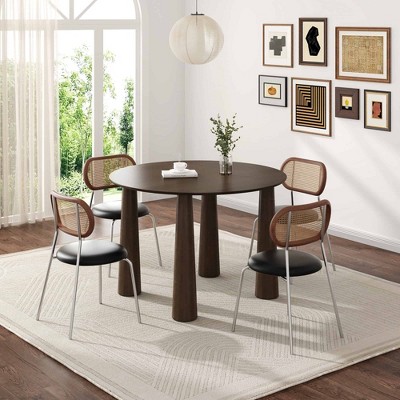Lirago 30"H Round Wood Dining Table with 4 Legs 45*45 Walnut