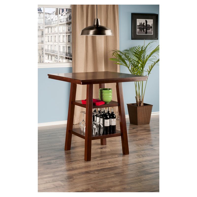 Orlando Square High Table with 2 Shelves Wood/Walnut - Winsome, 5 of 7