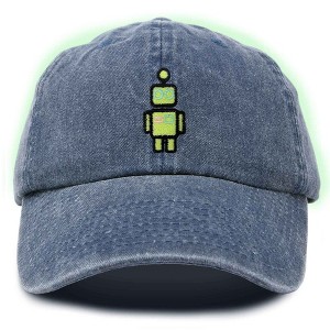 Dalix Robot Embroidered Glow in the Dark Retro Dad Hat Cotton Baseball Cap Adjustable Mens - 1 of 4