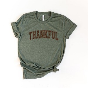 Simply Sage Market Women's Thankful Varsity Short Sleeve Graphic Tee - 1 of 4