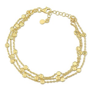 EVERLY JEWELRY | Yellow Plated Sterling Silver Multi-Strand Chain Bracelet - 7.5 in - 1 of 4