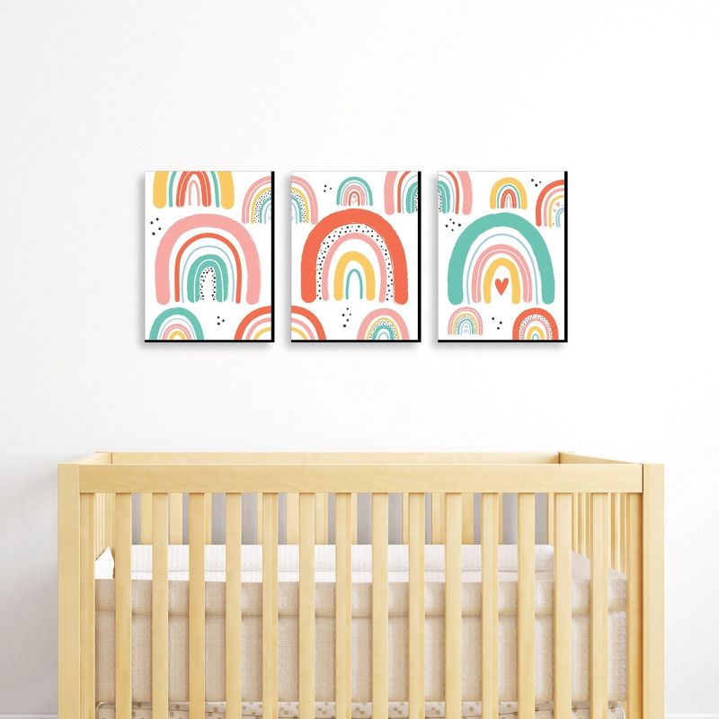 Big Dot of Happiness Hello Rainbow - Boho Nursery Wall Art and Kids Room Decor - 7.5 x 10 inches - Set of 3 Prints, 2 of 8