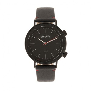Simplify The 3300 Leather-Band Watch - Black - 1 of 3
