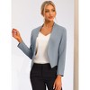 INSPIRE CHIC Women's Collarless Work Office Long Sleeve Cropped Blazers - 2 of 4