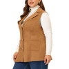 Agnes Orinda Women's Plus Size Lapel Suede Long Sleeveless Fashion Vest - 2 of 4