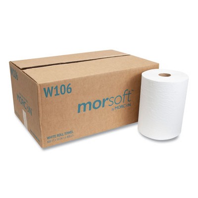 Morcon Tissue 10 Inch Roll Towels, 1-Ply, 10" x 800 ft, White, 6 Rolls / Carton