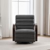 PAGED Swivel Accent Chair Channel Tufted Lounge Reading Chair with Solid Wood Armrests, Single Sofa Armchair for Living Room - 2 of 4
