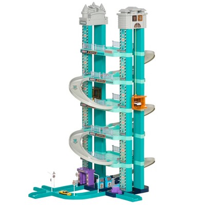 Qaba Kids Garage Toy Set, 6-Level Car Parking Playsets Toy, Race Tracks Car Ramp Set with Cars Maunal & Electric Elevators Wash for 3-6 Years Old