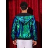 Lars Amadeus Men's Long Sleeves Zip Up Sparkle Metallic Sequins Hoodie Jackets - 3 of 4