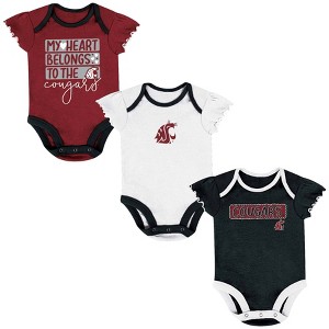 NCAA Washington State Cougars Infant Girls' 3pk Bodysuit Set - 1 of 4