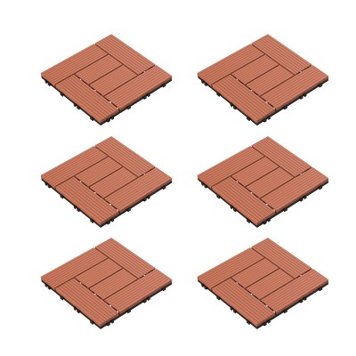 Nature Spring Interlocking Criss-Cross Pattern Patio and Deck Tiles for Outdoor Flooring - 6-pc, Terra Cotta