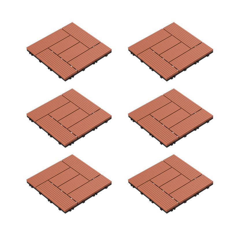 Patio and Deck Tiles - 6-Pack Interlocking Criss-Cross Pattern Outdoor Flooring - Weather-Resistant Square Pavers by Pure Garden (Terracotta), 1 of 9