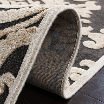 Stone and Beige Hand-Knotted Viscose Chenille Area Rug