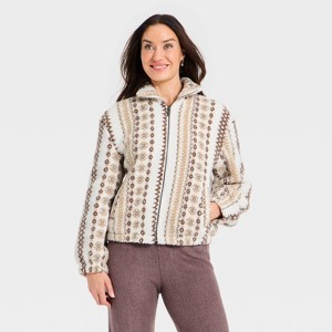 Women's Faux Sherling Fashion Jacket - Universal Thread™ Cream - 1 of 3
