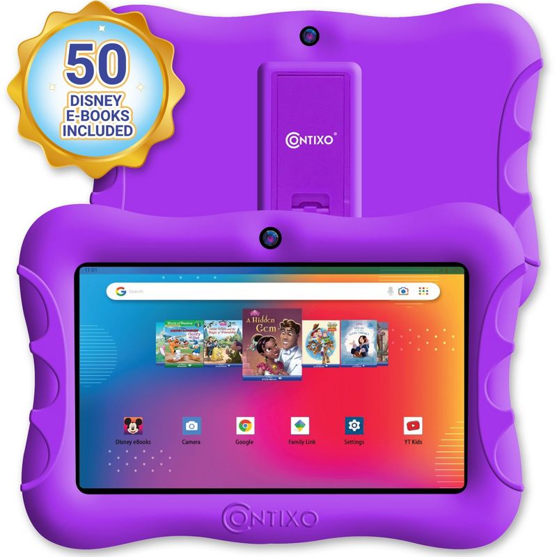 Contixo 7" Android Kids 32GB Tablet (2023 Model), Includes 50+ Disney Storybooks & Stickers, Protective Case with Kickstand, 1 of 19